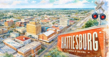 Aerial view of Hattiesburg, Mississippi.