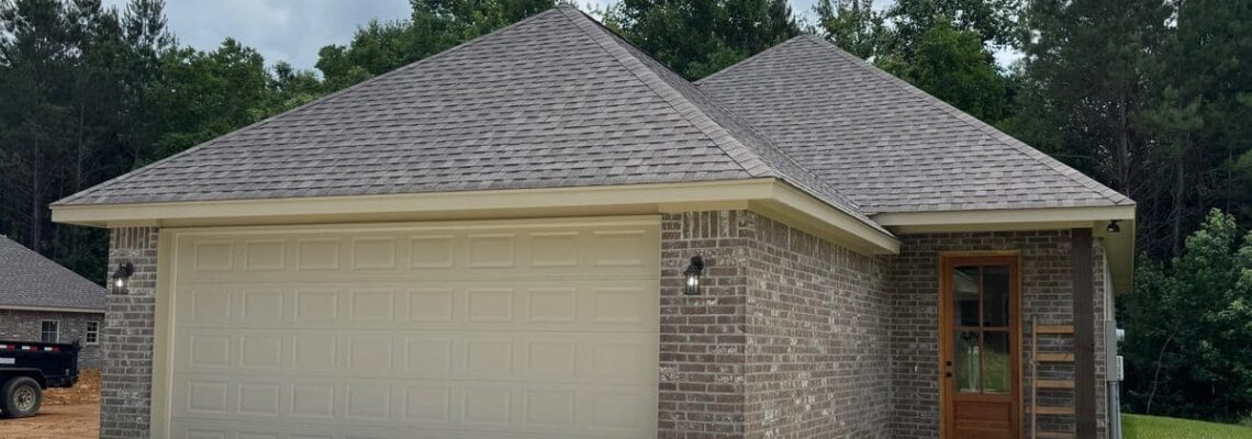 Front exterior of 44 Riviera Dr, new construction in Chateaus of Le Papillon, Hattiesburg MS
